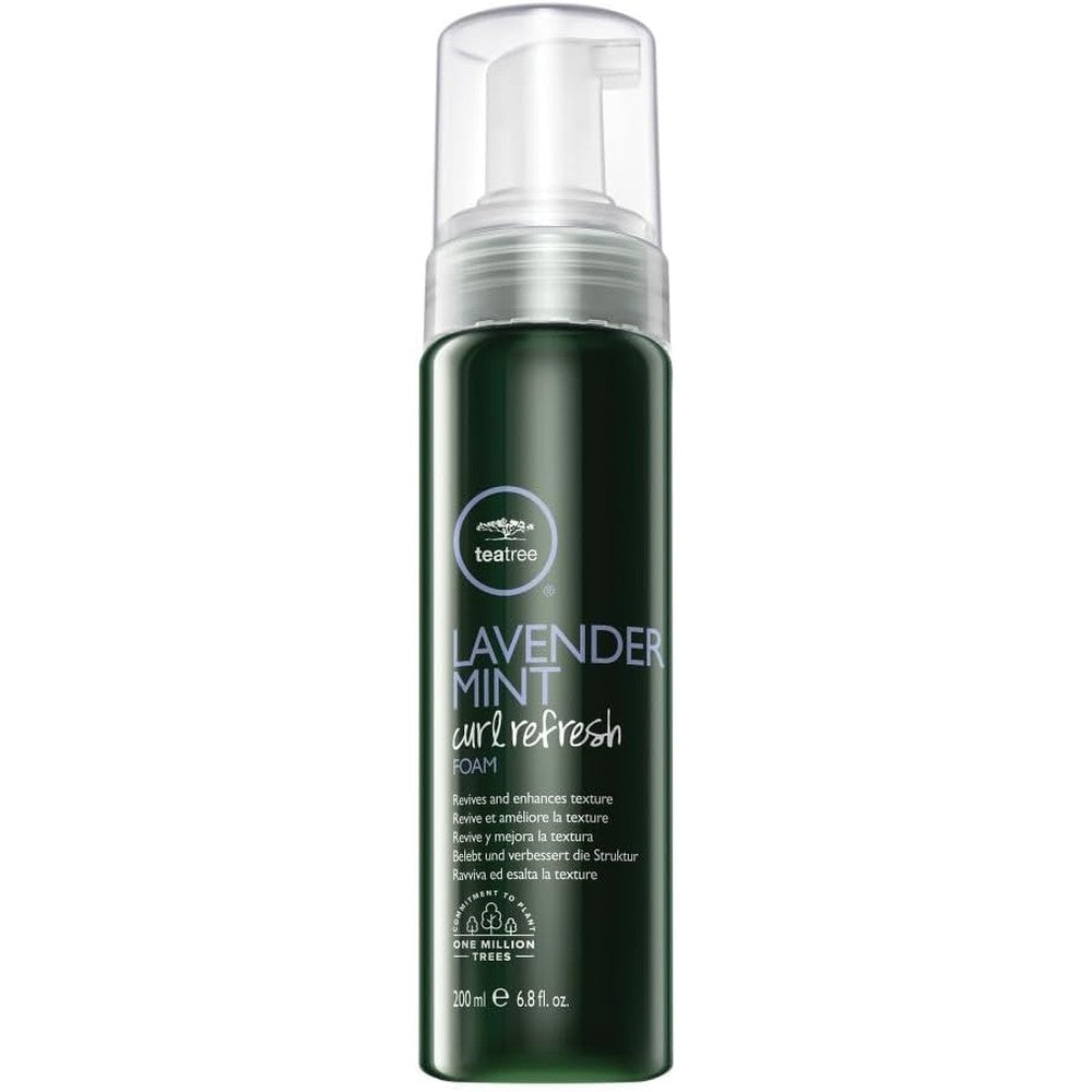 Paul Mitchell Tea Tree Lavender Mint Curl Refresh Foam front view bottle for curly hair styling