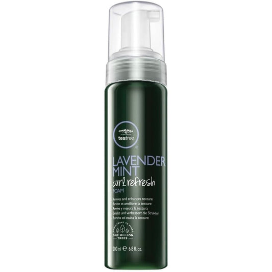 Paul Mitchell Tea Tree Lavender Mint Curl Refresh Foam front view bottle for curly hair styling