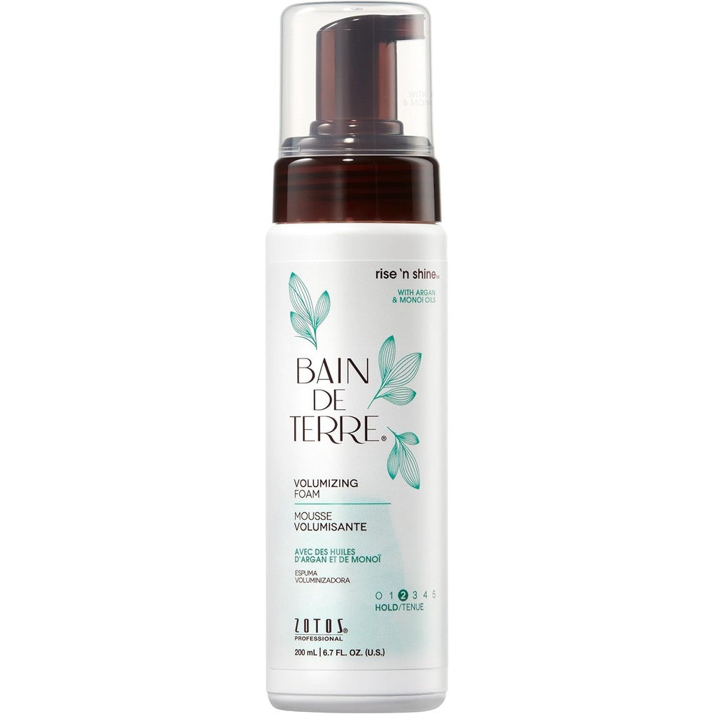Bain De Terre Rise N Shine Volumizing Foam front view of the 6.7 Fluid Ounce bottle for salon hair volume