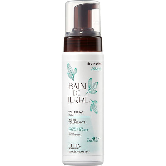 Bain De Terre Rise N Shine Volumizing Foam front view of the 6.7 Fluid Ounce bottle for salon hair volume