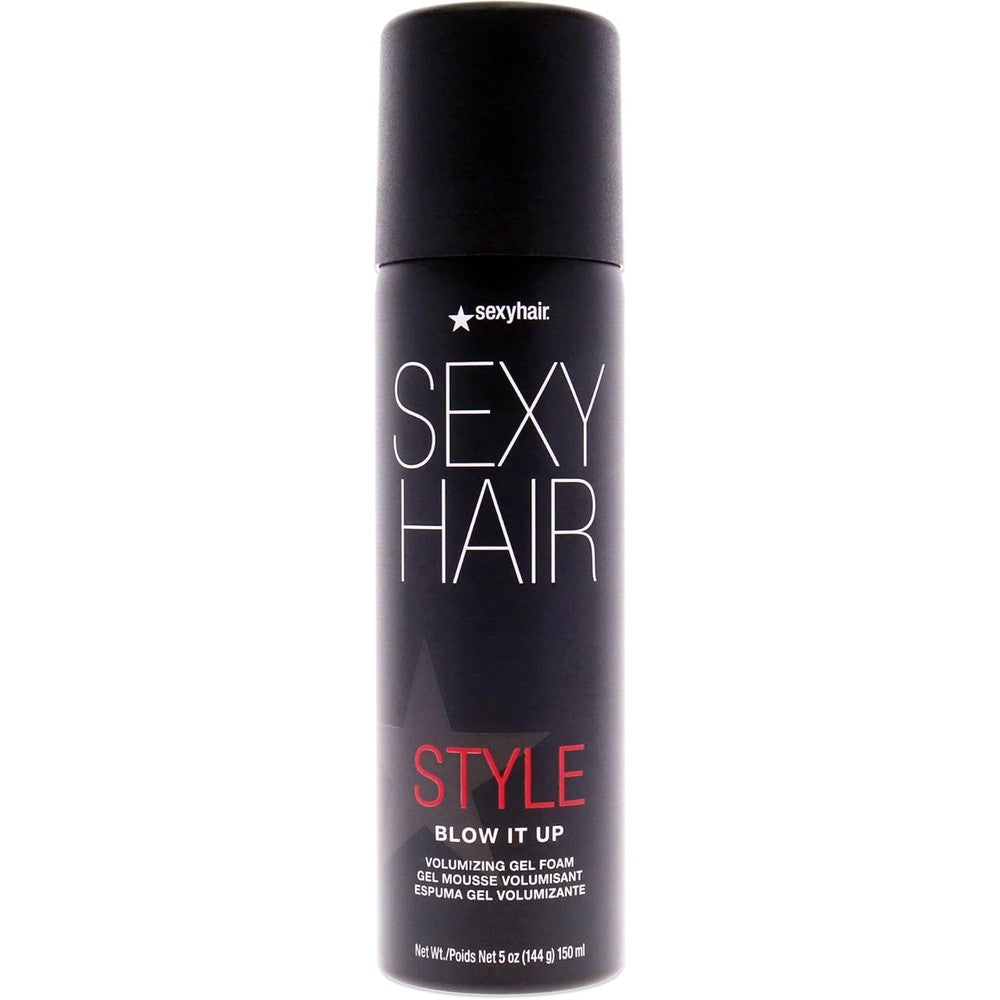 SexyHair Style Blow It Up Volumizing Gel Foam five ounce bottle front view showcasing professional hair salon styling packaging.
