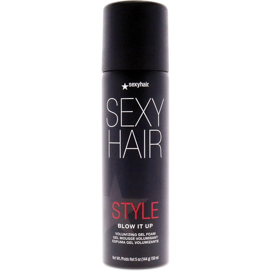 SexyHair Style Blow It Up Volumizing Gel Foam five ounce bottle front view showcasing professional hair salon styling packaging.