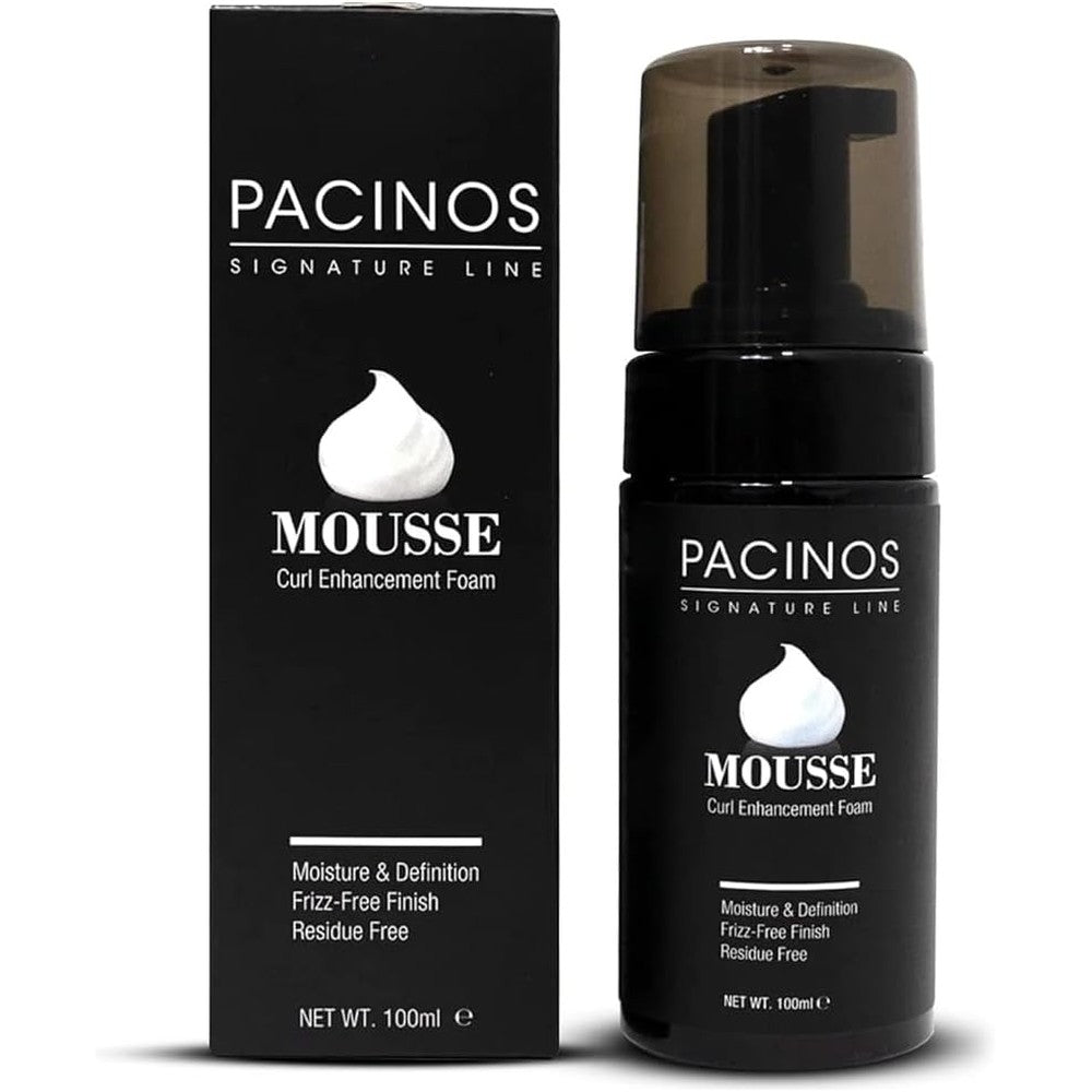 Pacinos Signature Line Curl Enhancing Mousse front view packaging for curl definition