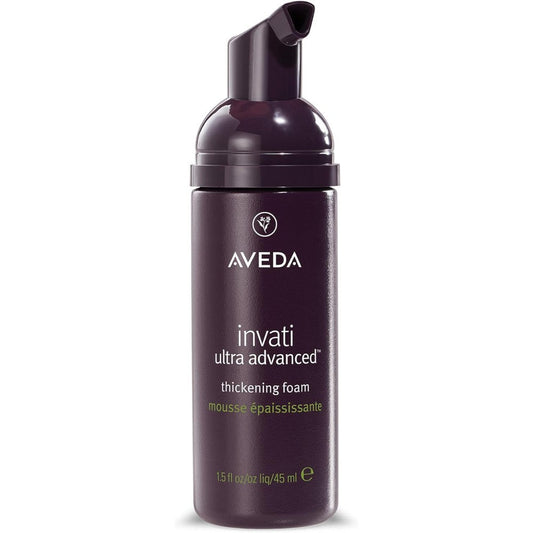 Aveda Invati Ultra Advanced Thickening Foam front view travel bottle for hair volume