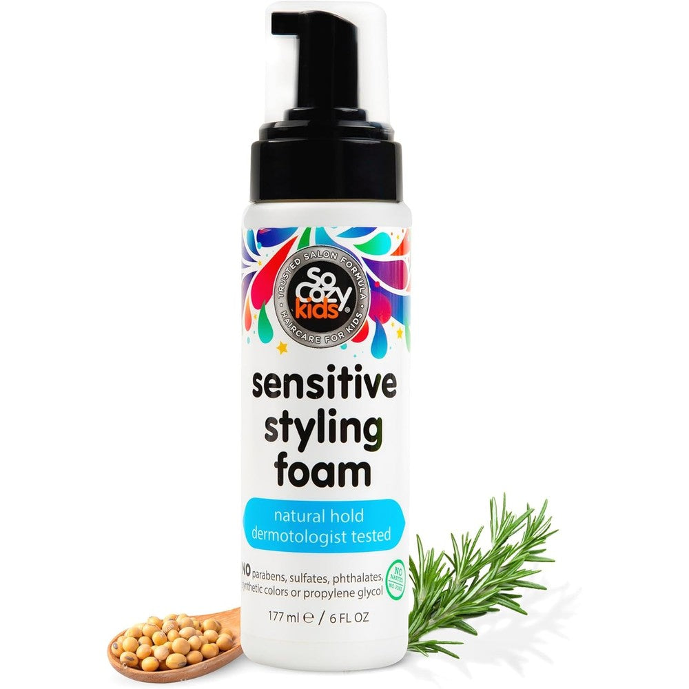 SoCozy Kids Sensitive Styling Foam front view bottle packaging