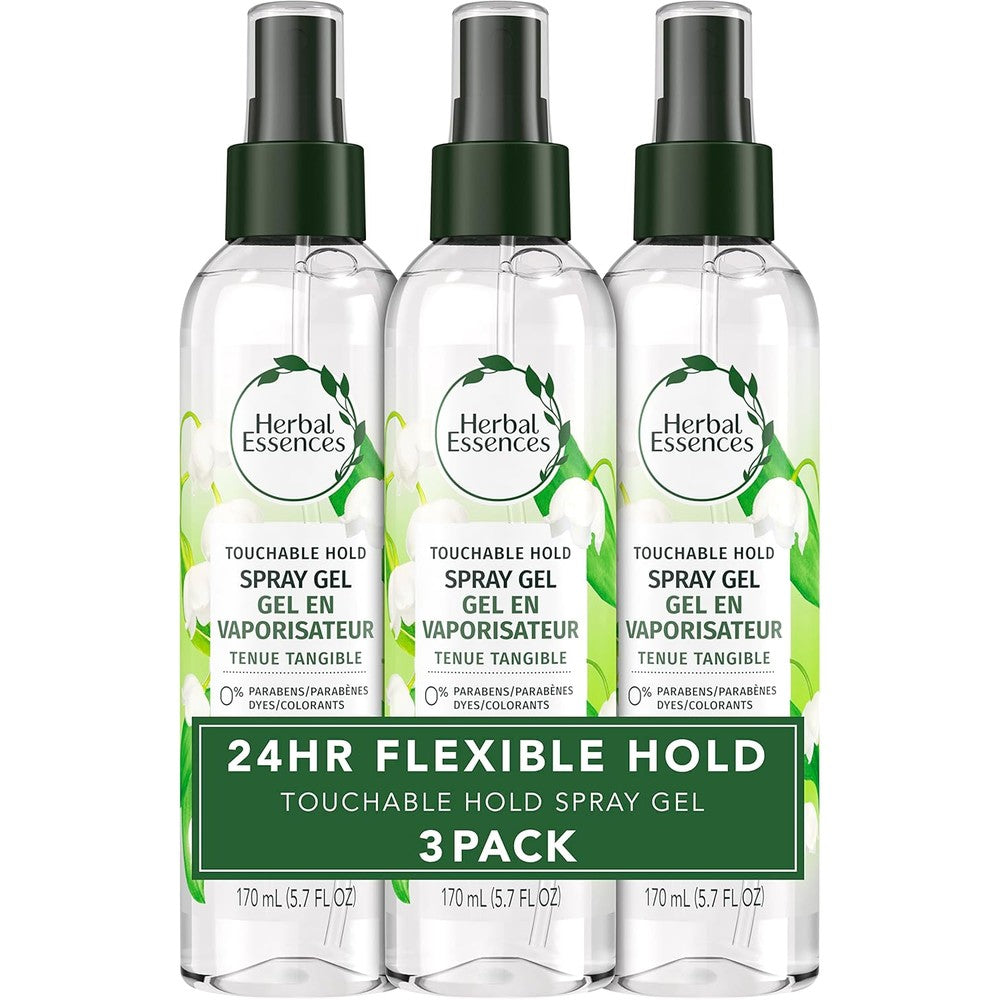 Herbal Essences Touchable Hold Hair Spray Gel front view for curly hair definition