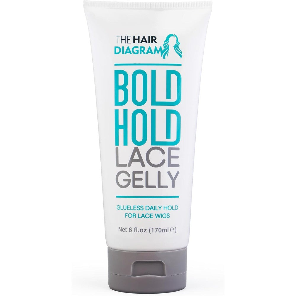 The Hair Diagram Bold Hold Lace Gelly 177ml front view showing glueless temporary hold gel tube packaging.