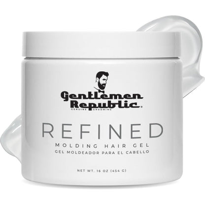 Gentlemen Republic Refined Hair Gel front view tub for men's strong hold styling