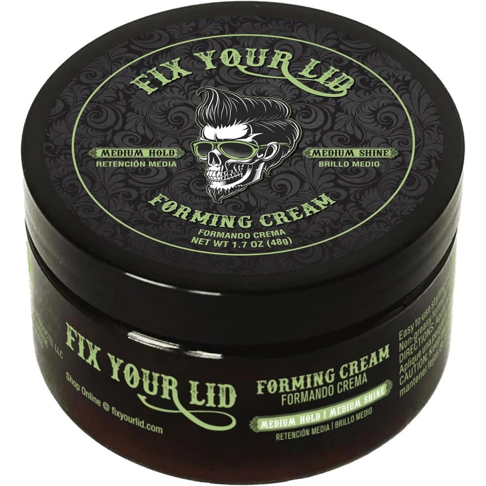 Fix Your Lid Forming Cream 3.75 Ounce jar front view showcasing men's grooming hair cream