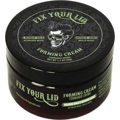 Fix Your Lid Forming Cream 3.75 Ounce jar front view showcasing men's grooming hair cream