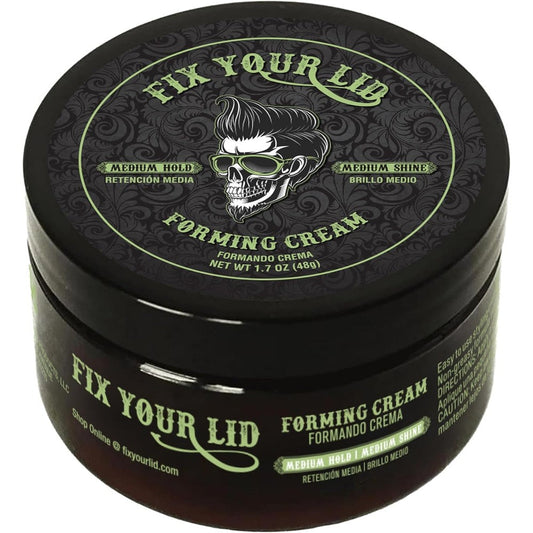 Fix Your Lid Forming Cream 3.75 Ounce jar front view showcasing men's grooming hair cream