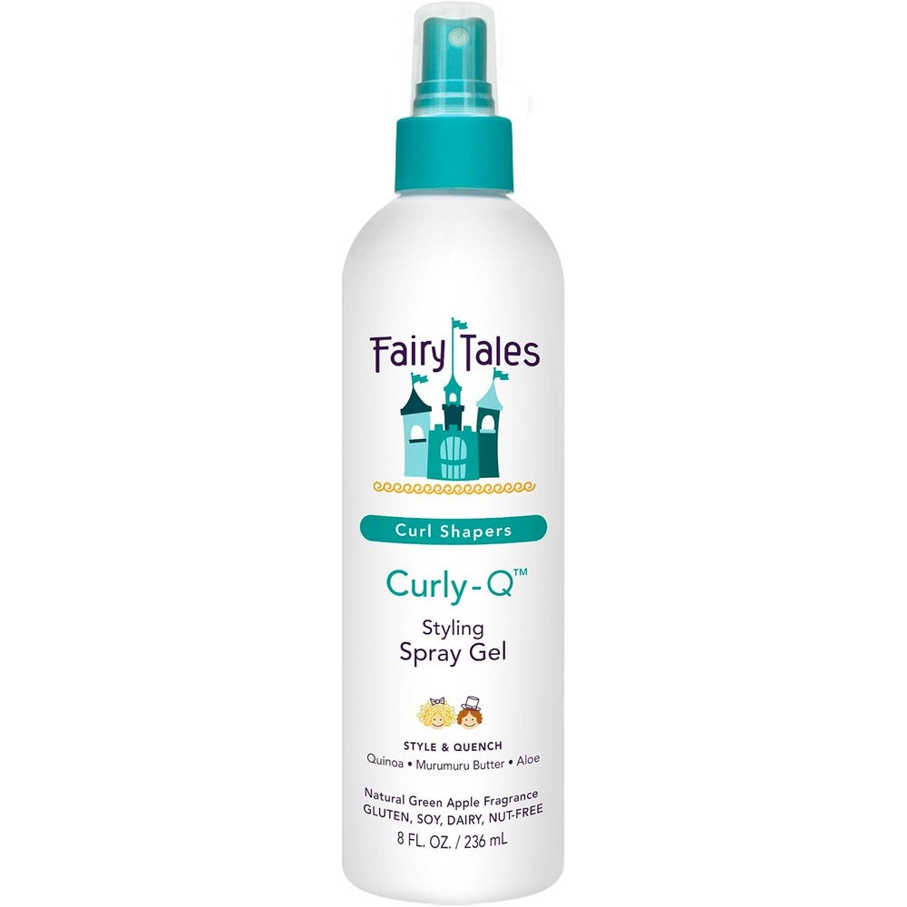 Fairy Tales Curly Q Kids Styling Spray Gel 8 Ounce front view bottle for curl definition