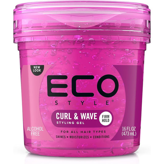 Eco Style Curl And Wave Styling Gel pink jar front view