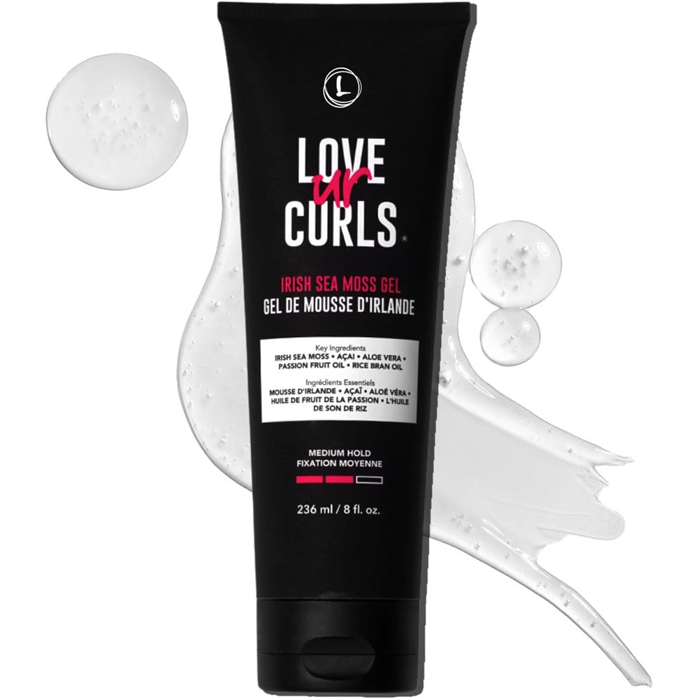 Love Ur Curls Irish Sea Moss Hair Gel front view for curly hair styling.