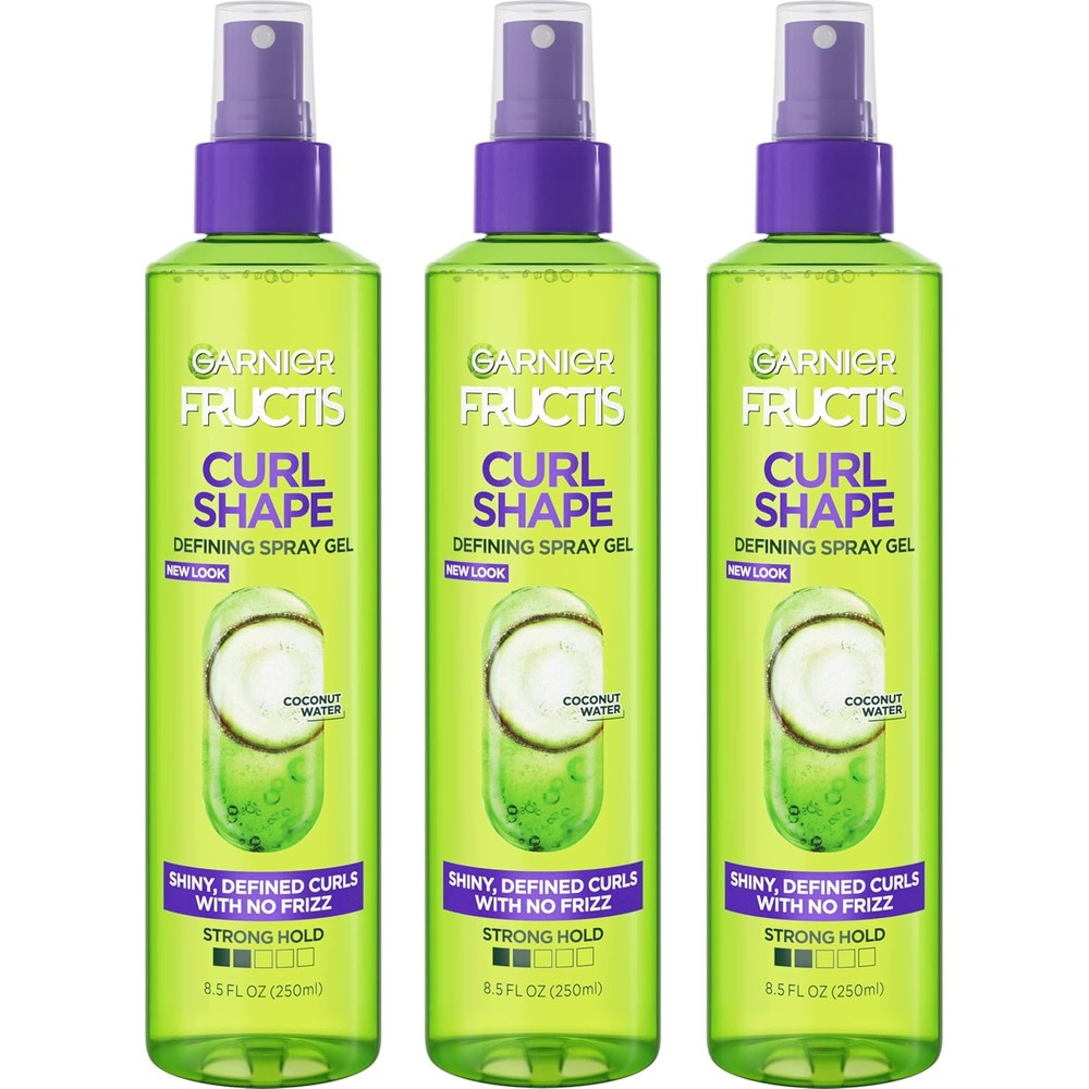 Garnier Fructis Style Curl Shape Defining Spray Gel front view three pack