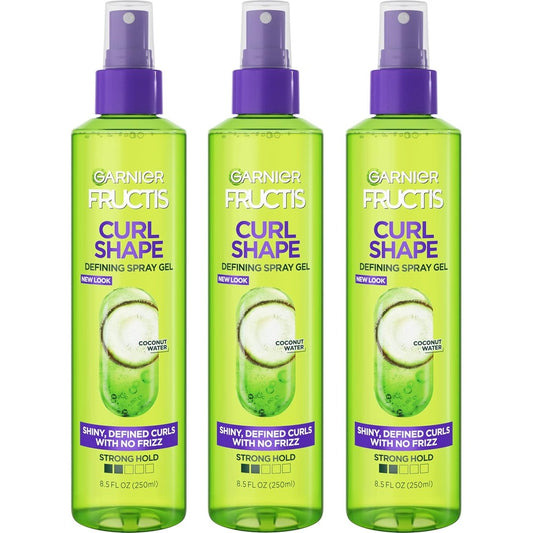 Garnier Fructis Style Curl Shape Defining Spray Gel front view three pack