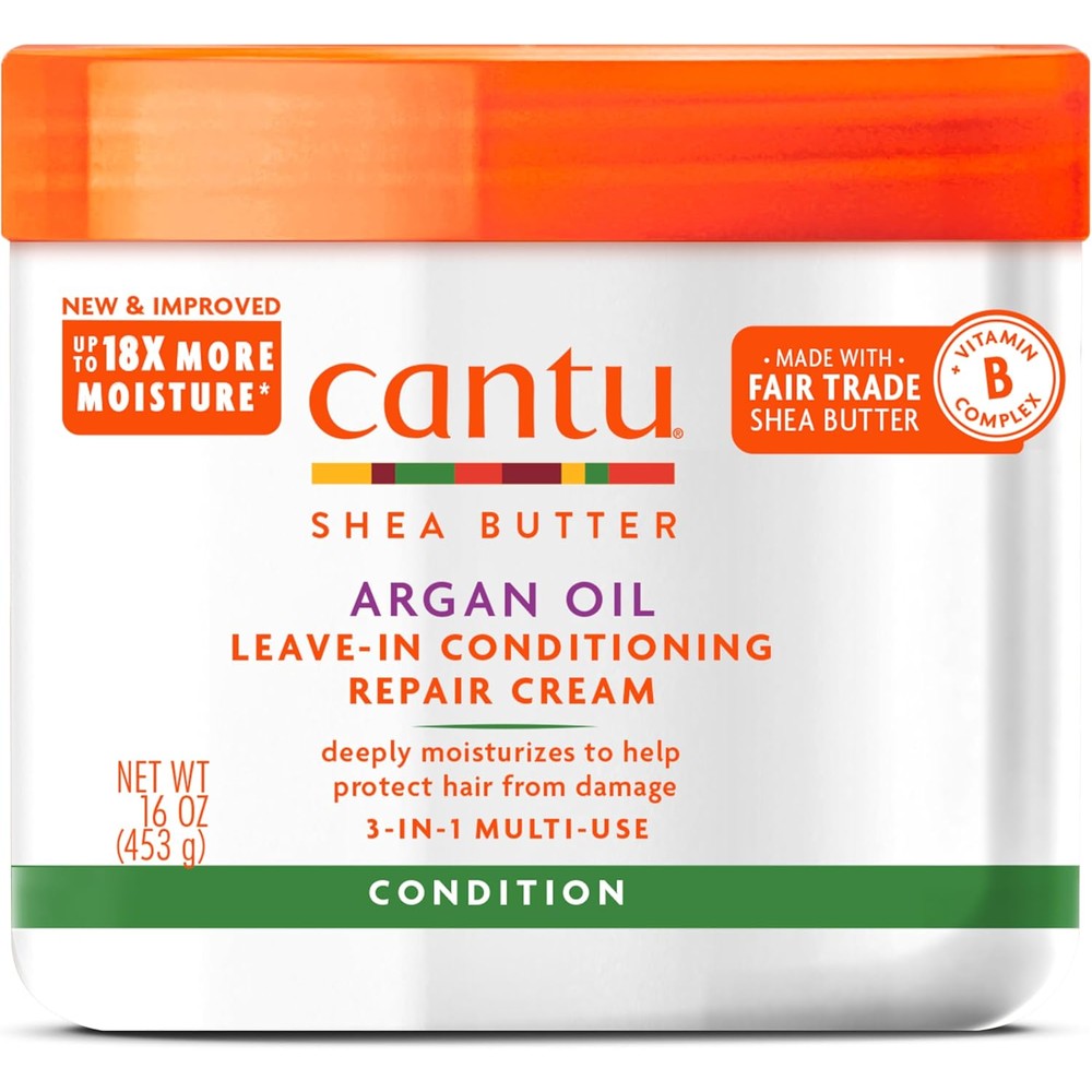 Cantu Argan Oil Leave In Conditioning Repair Cream front view of jar