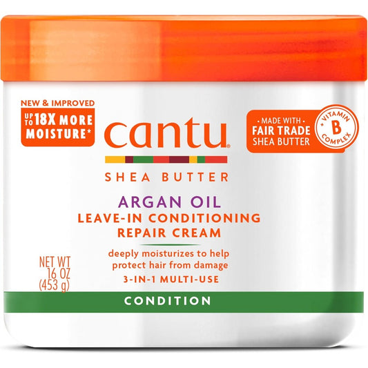 Cantu Argan Oil Leave In Conditioning Repair Cream front view of jar
