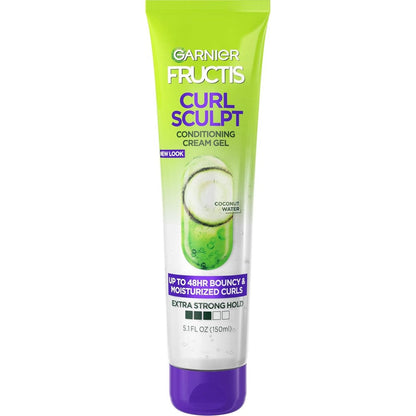 Garnier Fructis Style Curl Sculpt Conditioning Cream Gel front view showcasing the packaging.