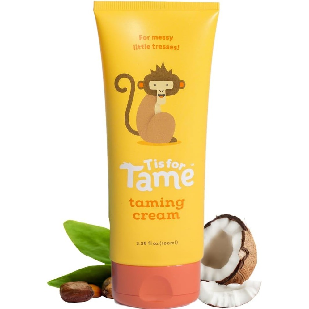 T is for Tame Hair Taming Cream kids front view yellow tube styling cream for frizz control