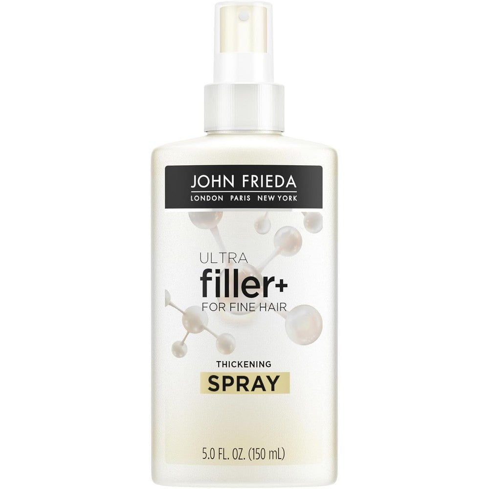 John Frieda ULTRAfiller Thickening Spray front view of the 5 Ounce bottle for thin hair.