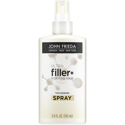 John Frieda ULTRAfiller Thickening Spray front view of the 5 Ounce bottle for thin hair.