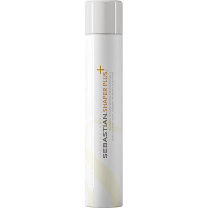 Sebastian Professional Shaper Plus Hairspray front view of the white cylindrical bottle with orange text