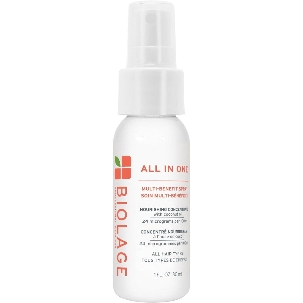 Biolage All-In-One Multi-Benefit Spray front view travel size leave-in hair treatment
