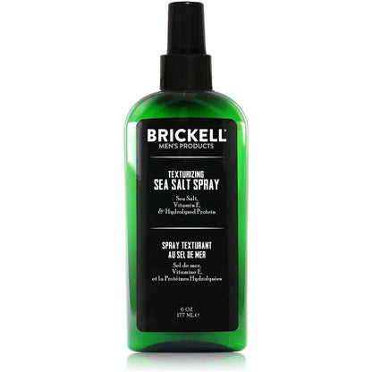 Brickell Mens Texturizing Sea Salt Spray 6 Ounce front view bottle for natural beach wave styling