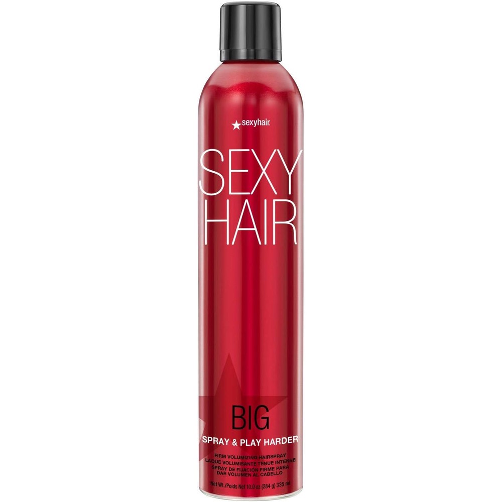 SexyHair Big Spray and Play Harder firm volumizing hairspray front view salon professional styling