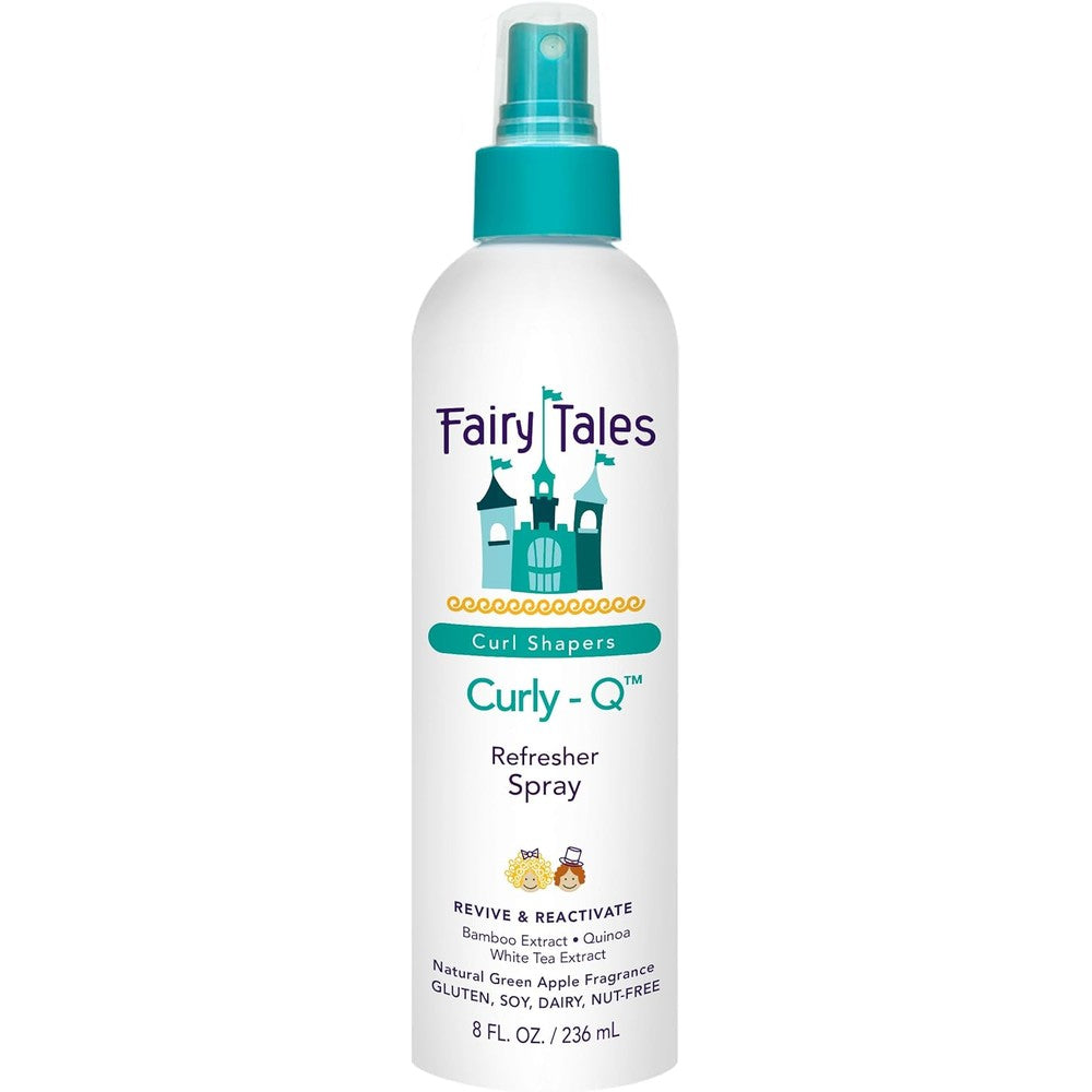 Fairy Tales Curly-Q Curl Refresher for Kids front view of the eight ounce spray bottle