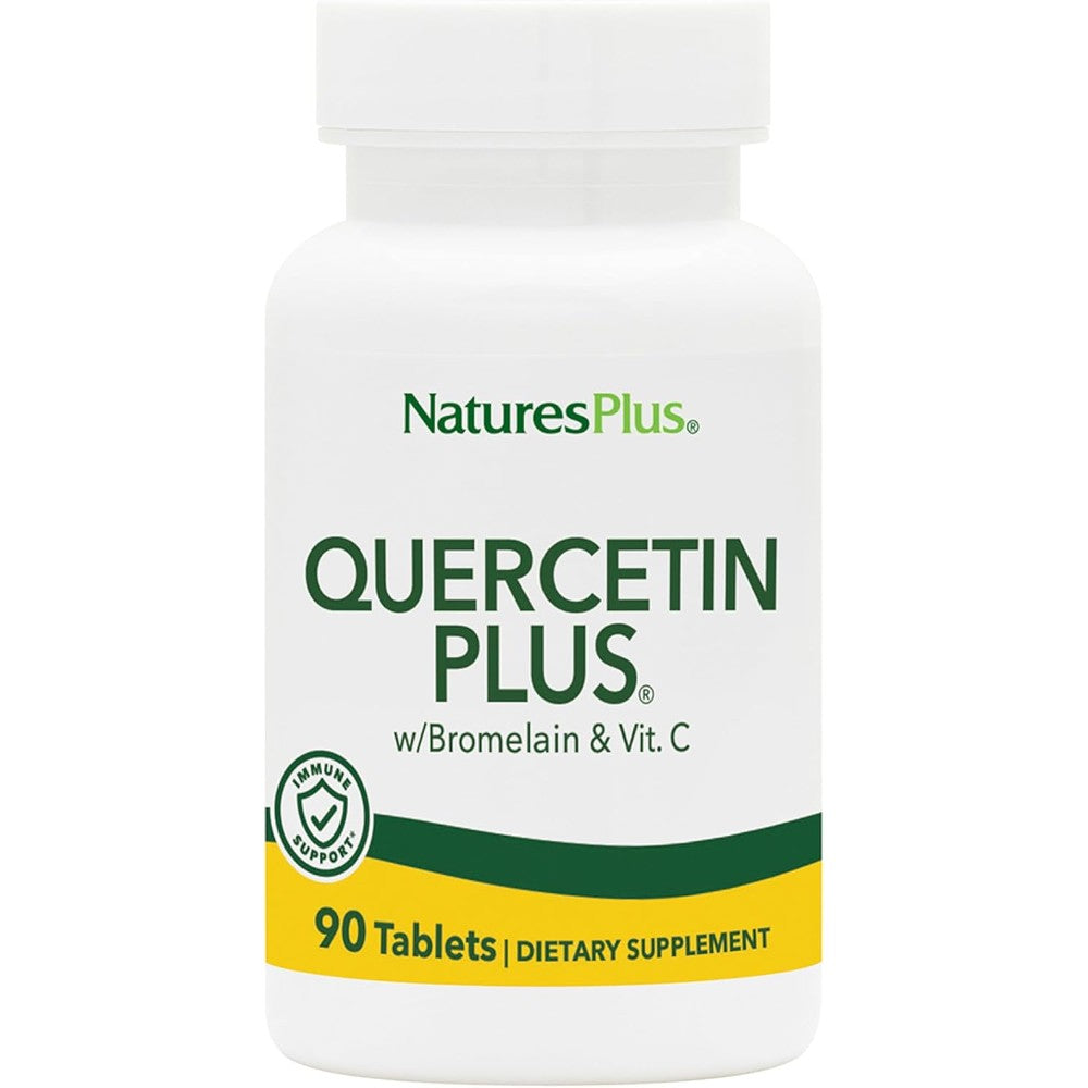 NaturesPlus Quercetin Plus Vitamin C Bromelain front view supplement bottle