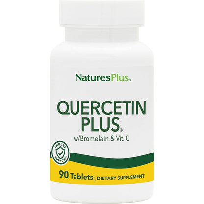 NaturesPlus Quercetin Plus 90 Vegetarian Tablets front view for immune defense