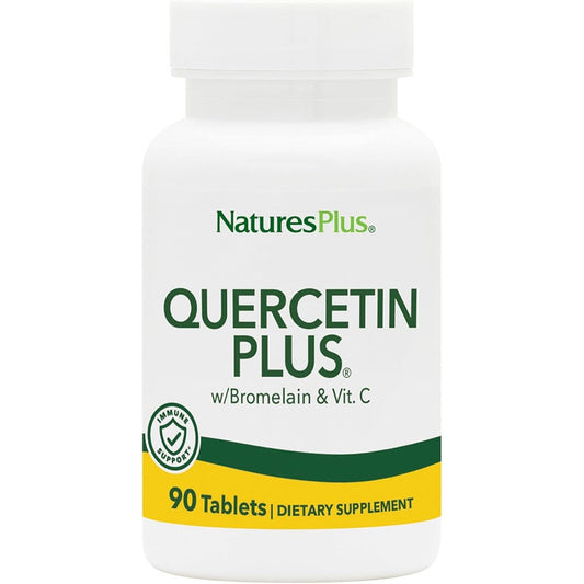 NaturesPlus Quercetin Plus 90 Vegetarian Tablets front view for immune defense
