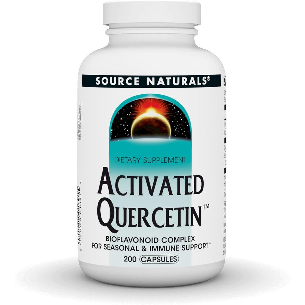 Source Naturals Activated Quercetin 200 capsules bottle front view for immune support