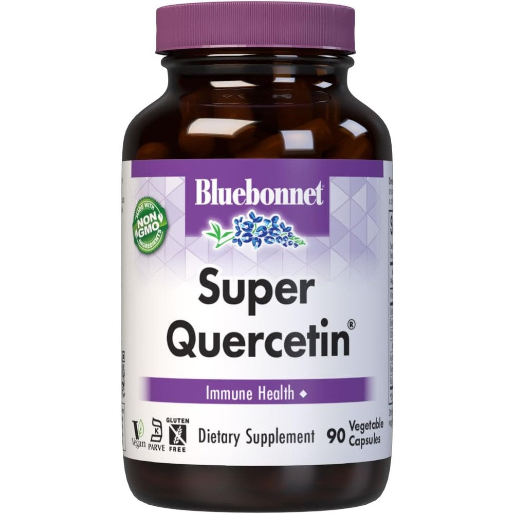 Bluebonnet Nutrition Super Quercetin 90 vegetable capsules bottle front view for immune support.