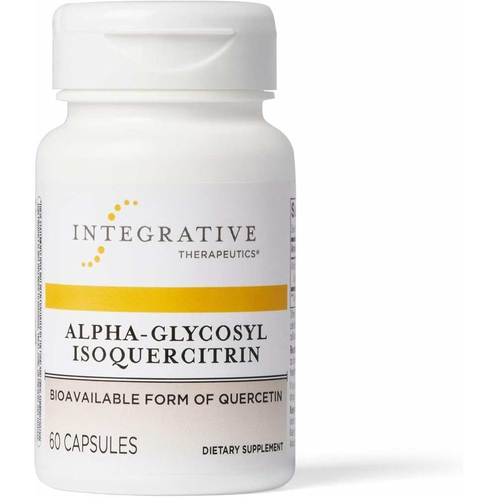 Integrative Therapeutics Alpha-Glycosyl Isoquercitrin 60 capsules front view bottle showing bioavailable quercetin supplement