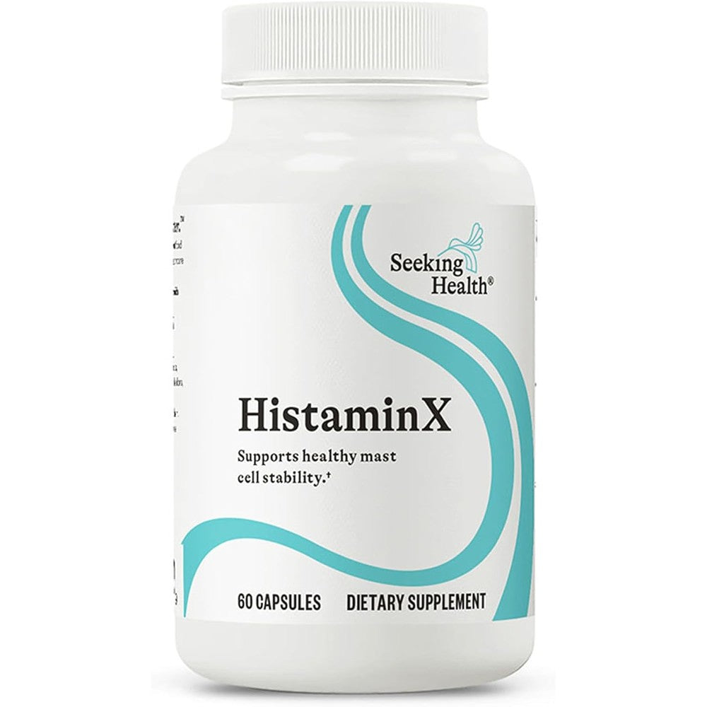 Seeking Health HistaminX 60 vegetarian capsules front bottle view seasonal comfort supplement