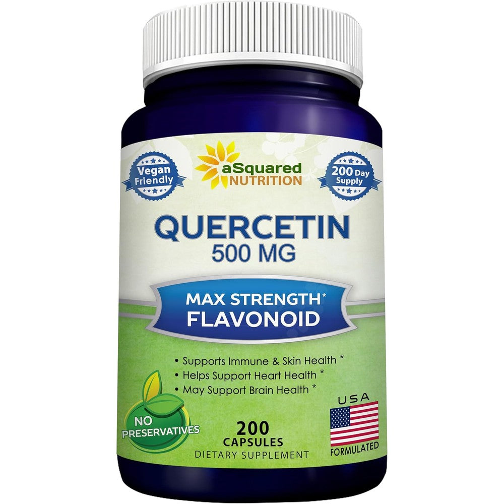 aSquared Nutrition Quercetin 500mg supplement front view bottle for immune support