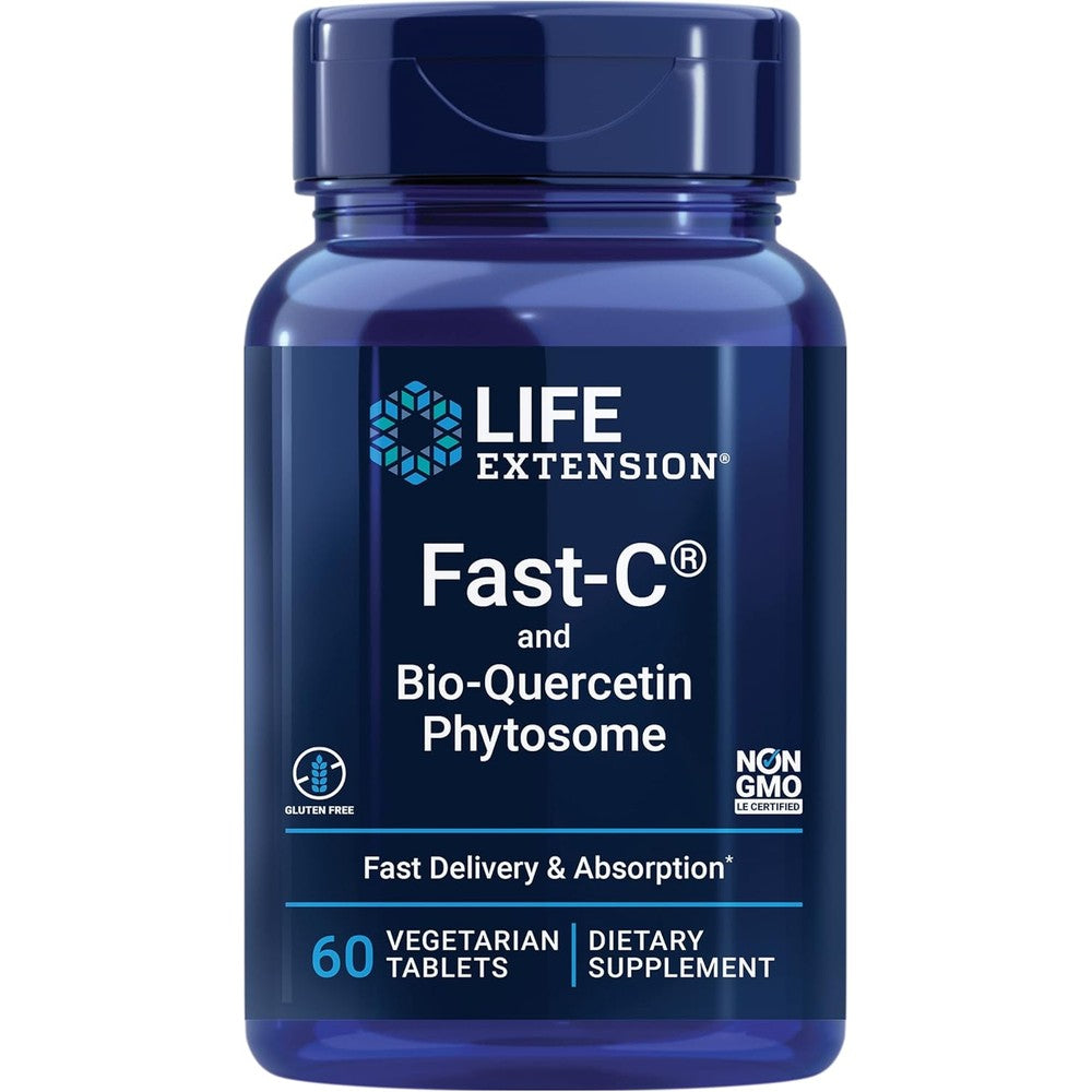 Life Extension fast-c and bio-quercetin front view bottle
