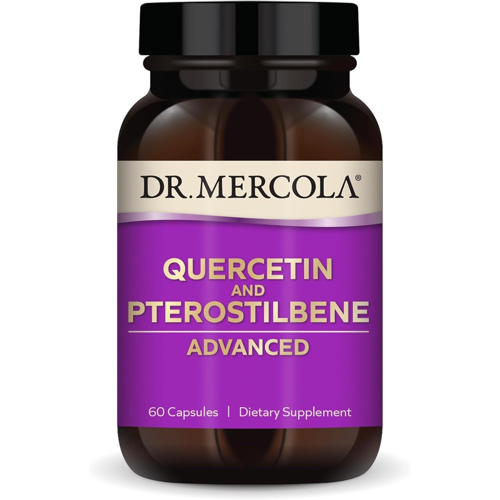 Dr. Mercola Quercetin and Pterostilbene Advanced front bottle view for immune support