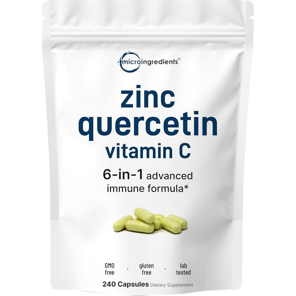 Micro Ingredients Quercetin with Vitamin C and Zinc immune supplement front pouch view