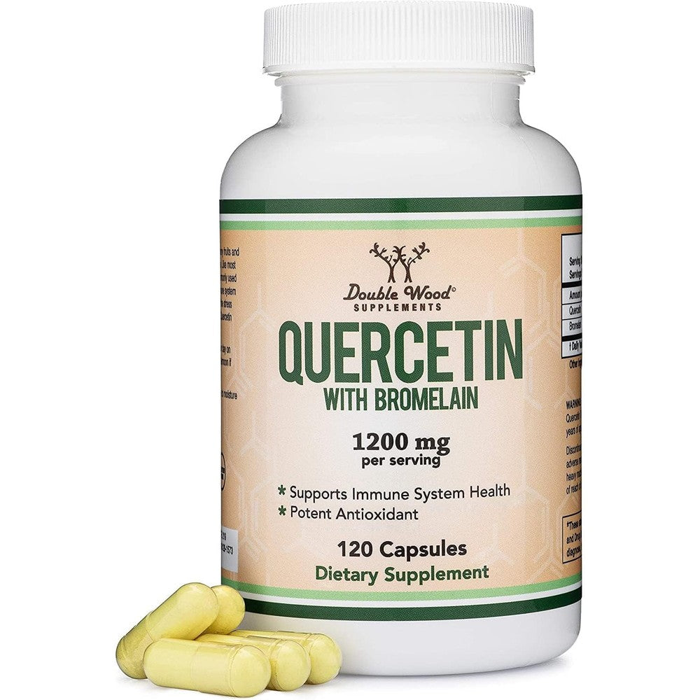 Double Wood Supplements Quercetin with Bromelain 120 capsules front view bottle showing immune support benefits