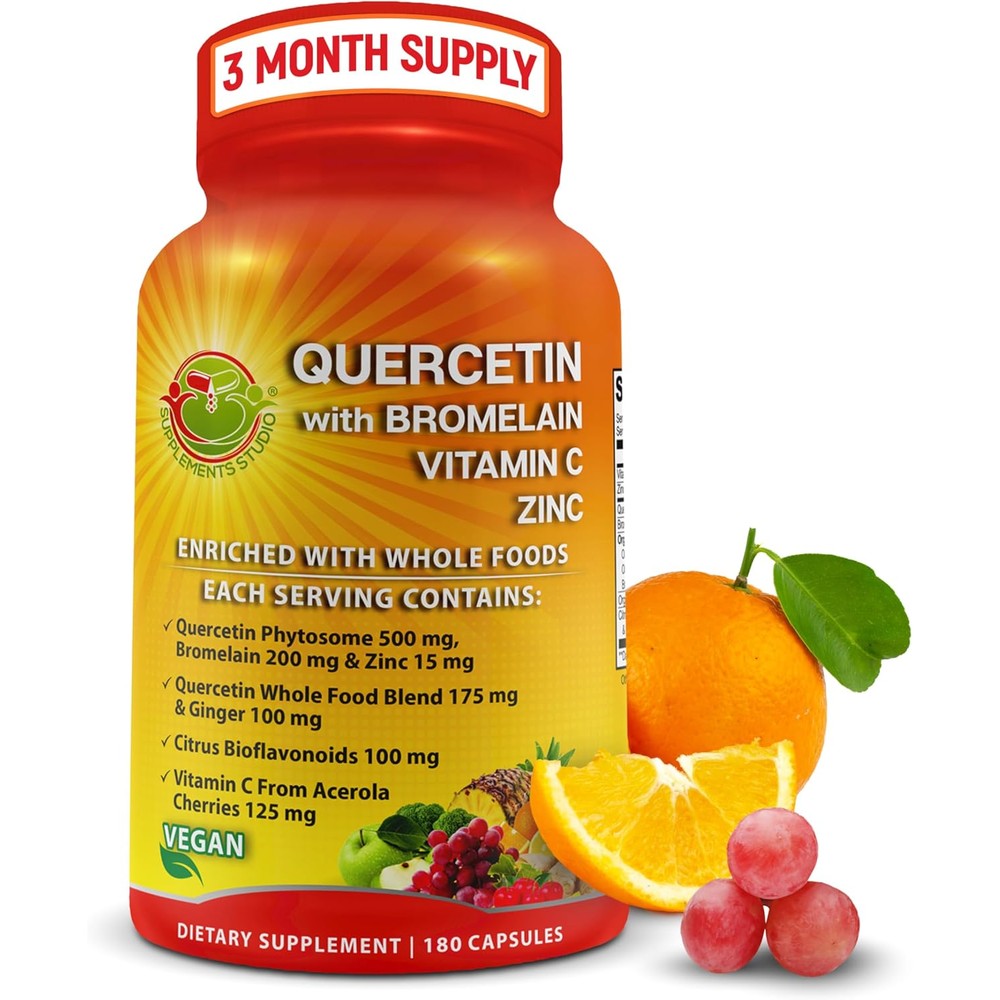 Supplements Studio Quercetin Phytosome 500mg 180 capsules front view bottle for premium immune support.