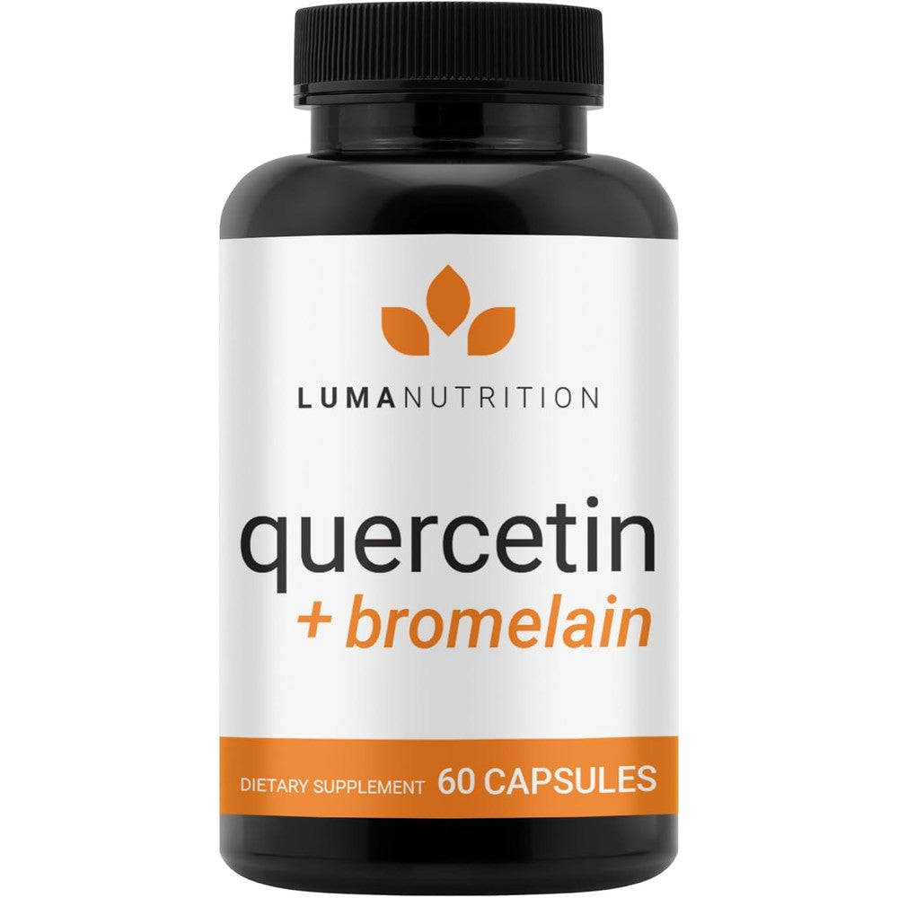 Luma Nutrition Quercetin 500mg front view bottle for premium antioxidant protection.