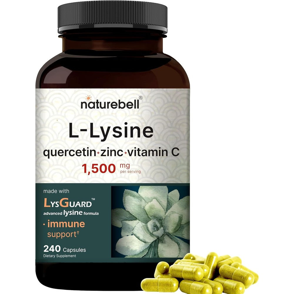 NatureBell L Lysine 1000mg supplement front view bottle
