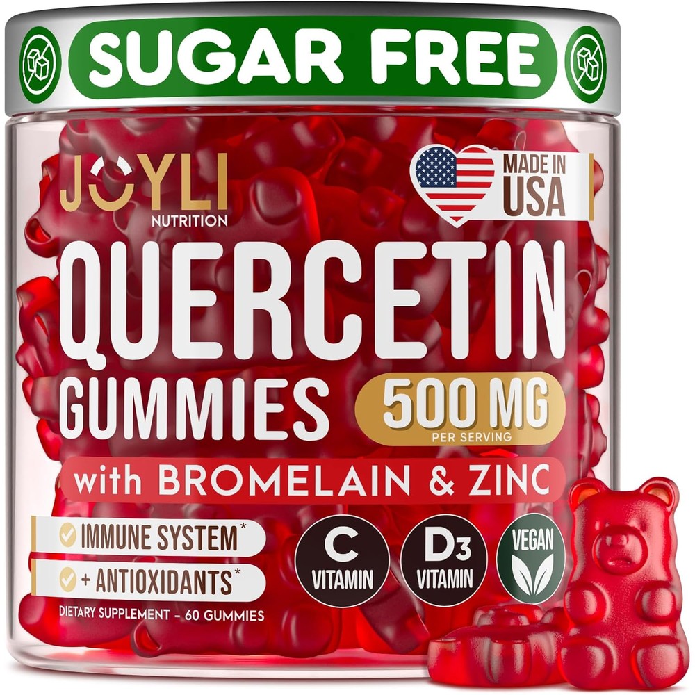 JOYLI Nutrition Quercetin Gummies 60 count front bottle view for immune system support