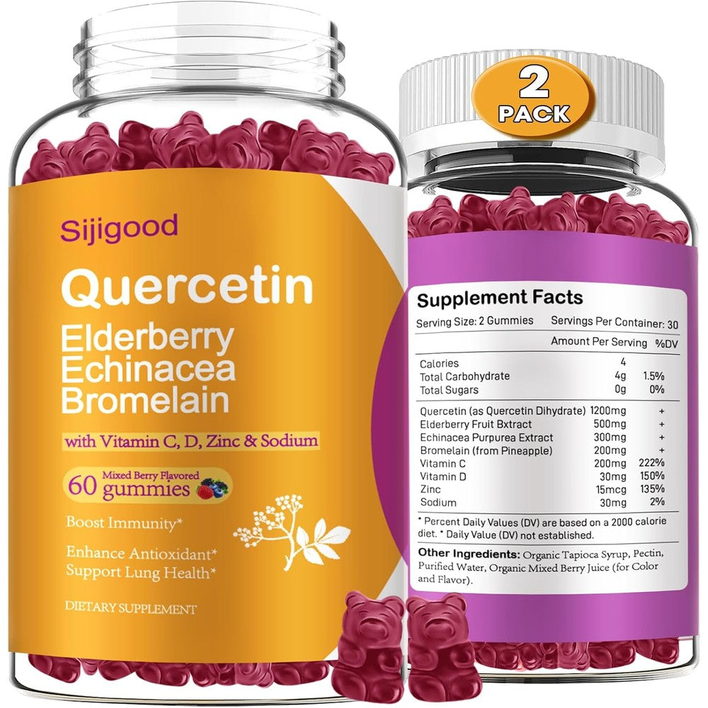 Sijigood Quercetin with Bromelain Gummies two pack front view showcasing immune system support benefits