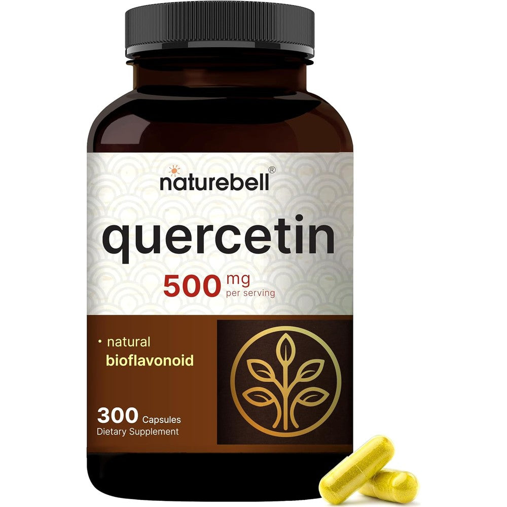 NatureBell Quercetin 500mg front view bottle of dietary supplements for immune health