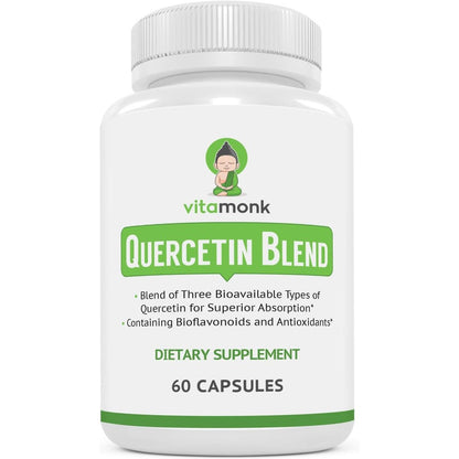 VitaMonk Quercetin Complex 60 capsules front view bottle showing three bioactive forms label.